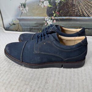 Mens SVL Footwear Size 10 Navy Blue Leather Captoe Oxford Shoes Casual & Dressy